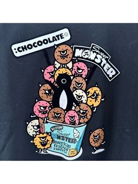 CHOCOOLATE SWEET MONSTER  BLACK FLOCKED SWEATSHIRT YOUTH SIZE MEDIUM